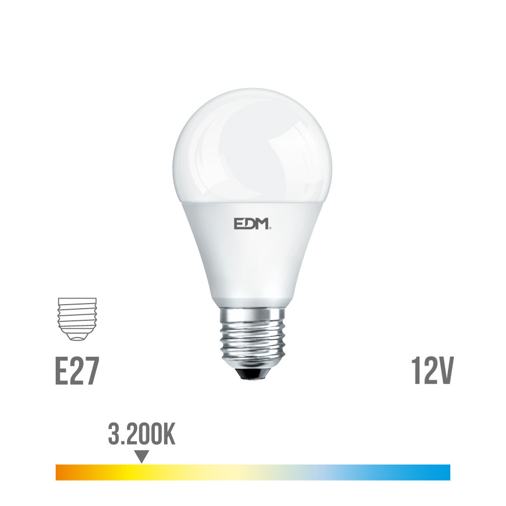Lâmpada standard led  12v  ac/dc e27 10w 810lm 3200k luz quente ø5 9x11cm edm