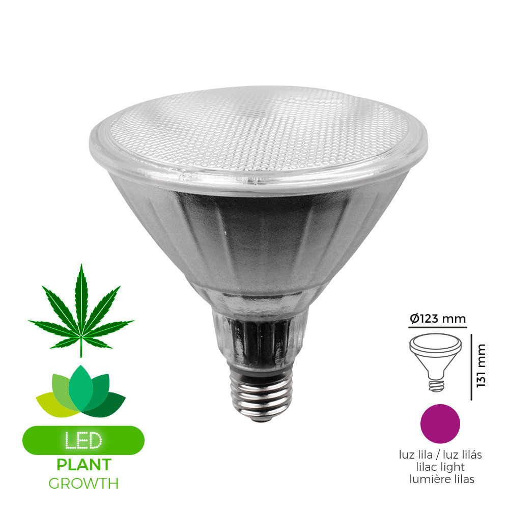 *ult.unidades* lâmpada led grolux par38 e27 13w 110lm luz lilás ideal para crescimento de plantas ø12 3x13 1cm edm