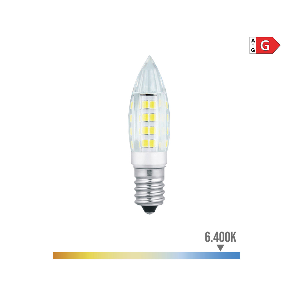 Lâmpada mini vela led e14 3w 250lm 6400k luz fria ø1.6x5.4cm edm