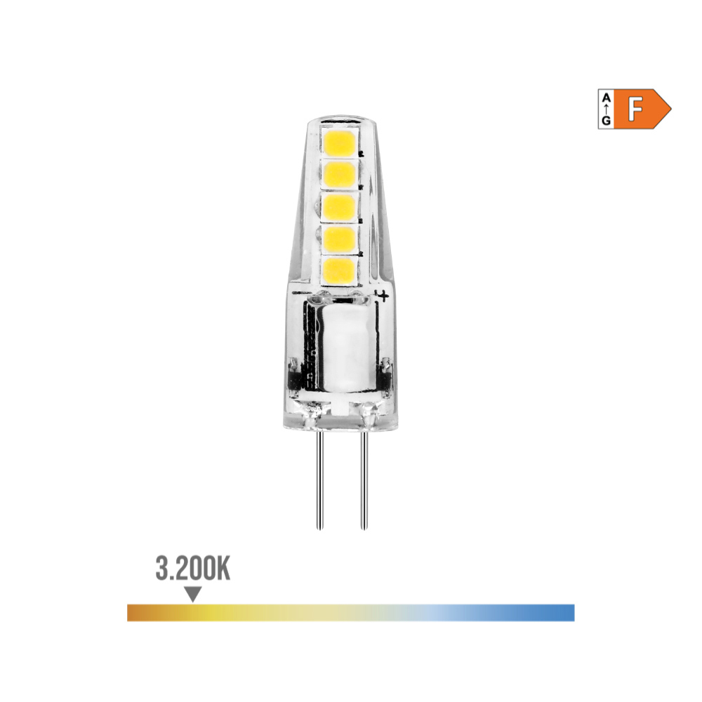 Lâmpada de silicone bi-pin led g4 12v 2w 180lm 3200k luz quente ø1x3 7cm edm