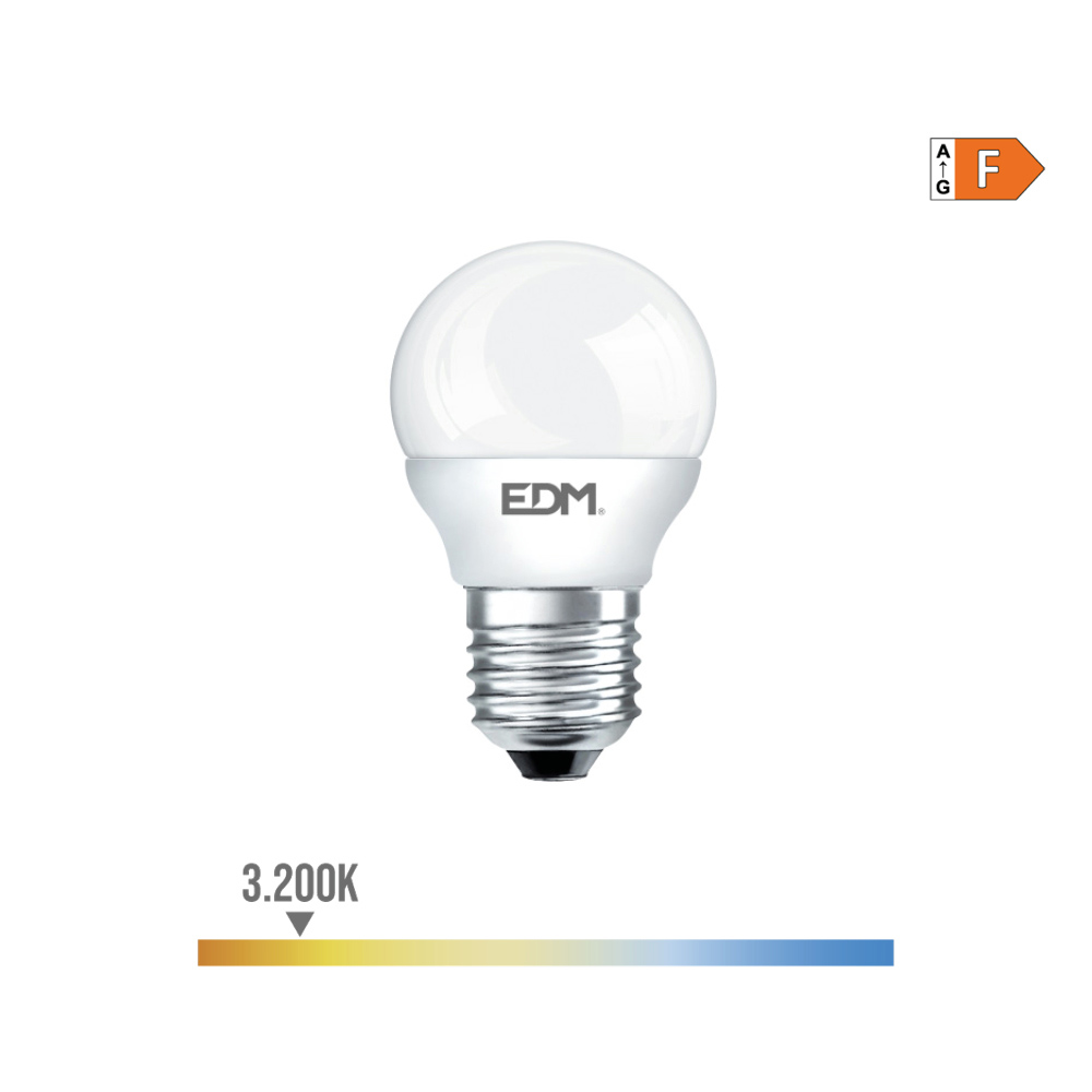 Lâmpada esférica led e27 7w 600lm 3200k luz quente ø4 5x8 2cm edm