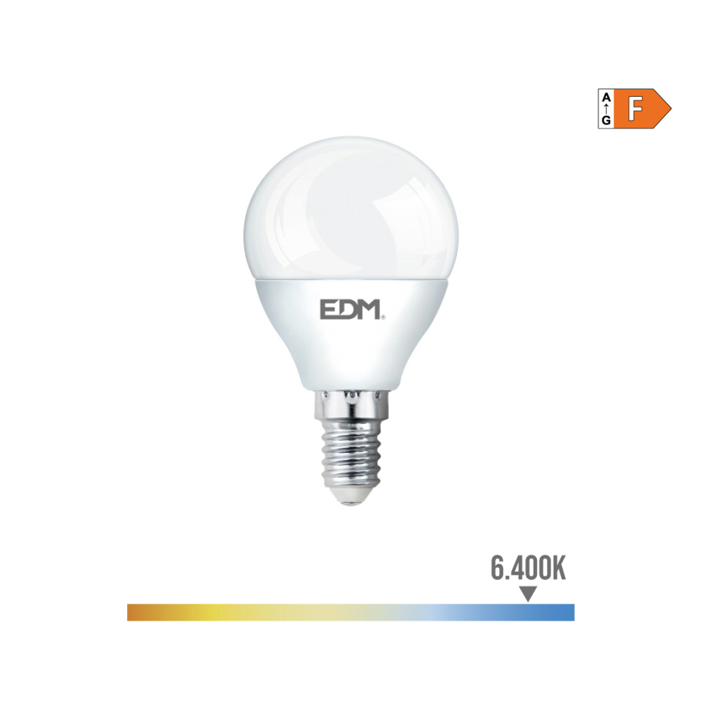 Lâmpada esférica led e14 7w 600lm 6400k luz fria ø4 5x8 2cm edm