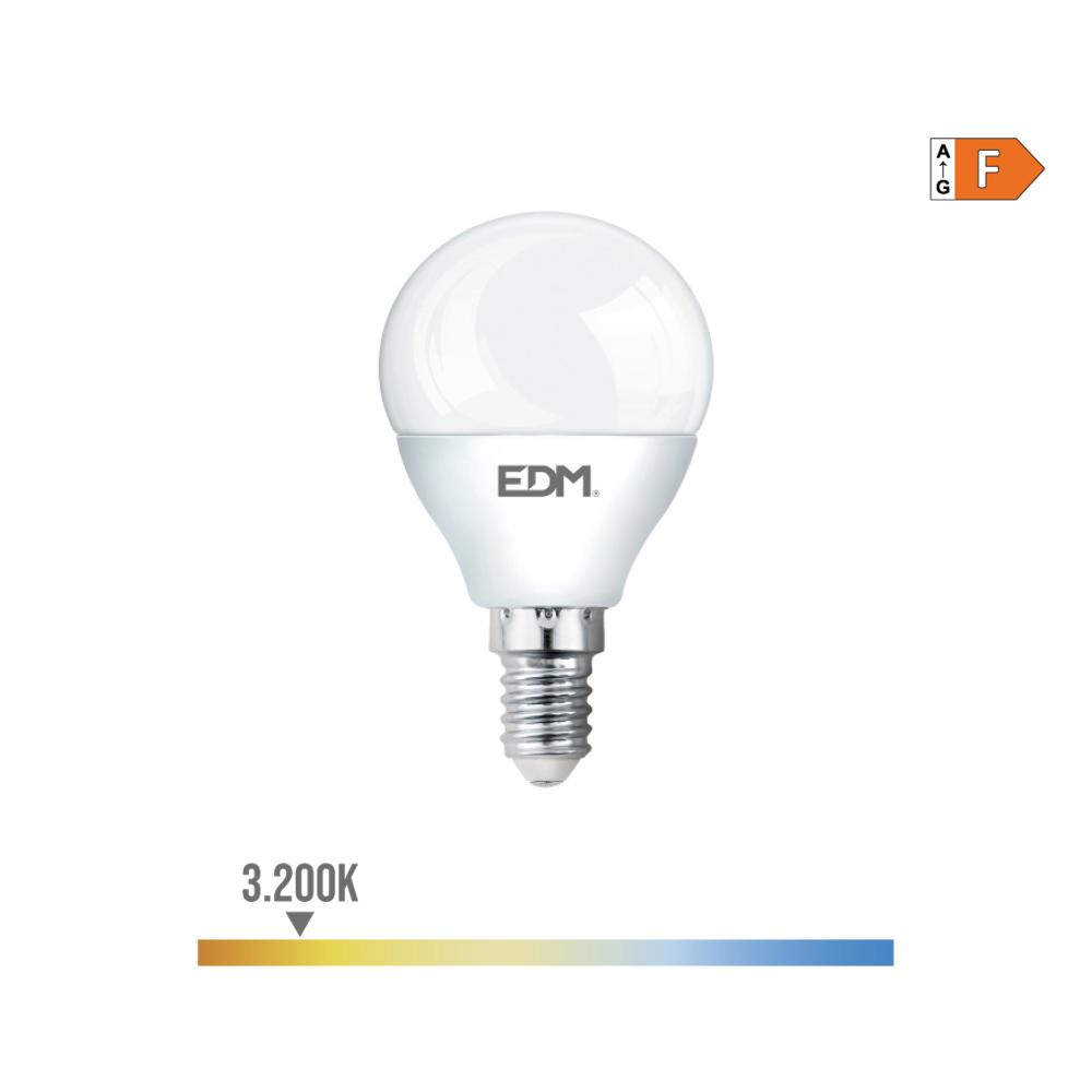 Lâmpada esférica led e14 7w 600lm 3200k luz quente ø4 5x8 2cm edm