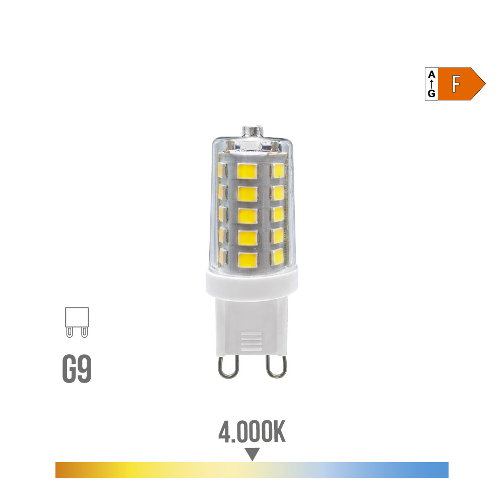 Lâmpada g9 led 3w 260lm 4000k luz dia regulável ø1 65x4 9cm edm