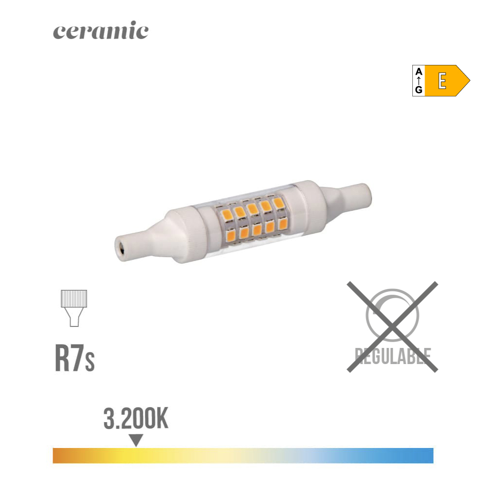 Lâmpada lineal led 78mm r7s 5.5w 600lm 3200k luz quente base cerâmica ø1.5x7.8cm edm