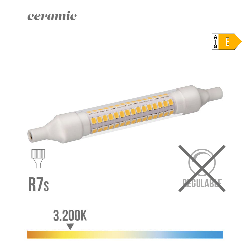 Lâmpada lineal led 118mm r7s 9w 1100lm 3200k luz quente base cerâmica ø1.5x11 8cm edm