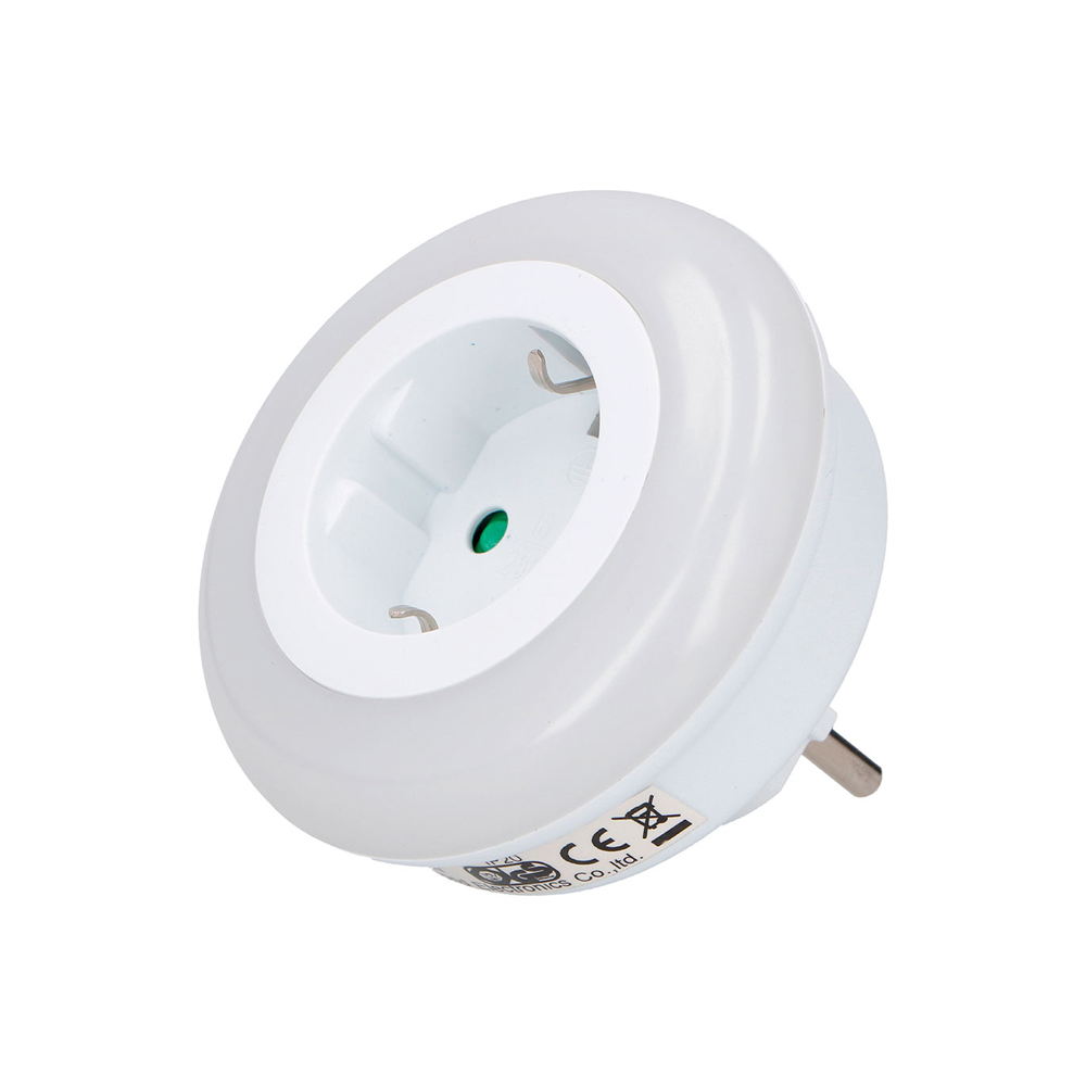 Ficha com luz led e sensor crepuscular 3 leds luz fria grundig