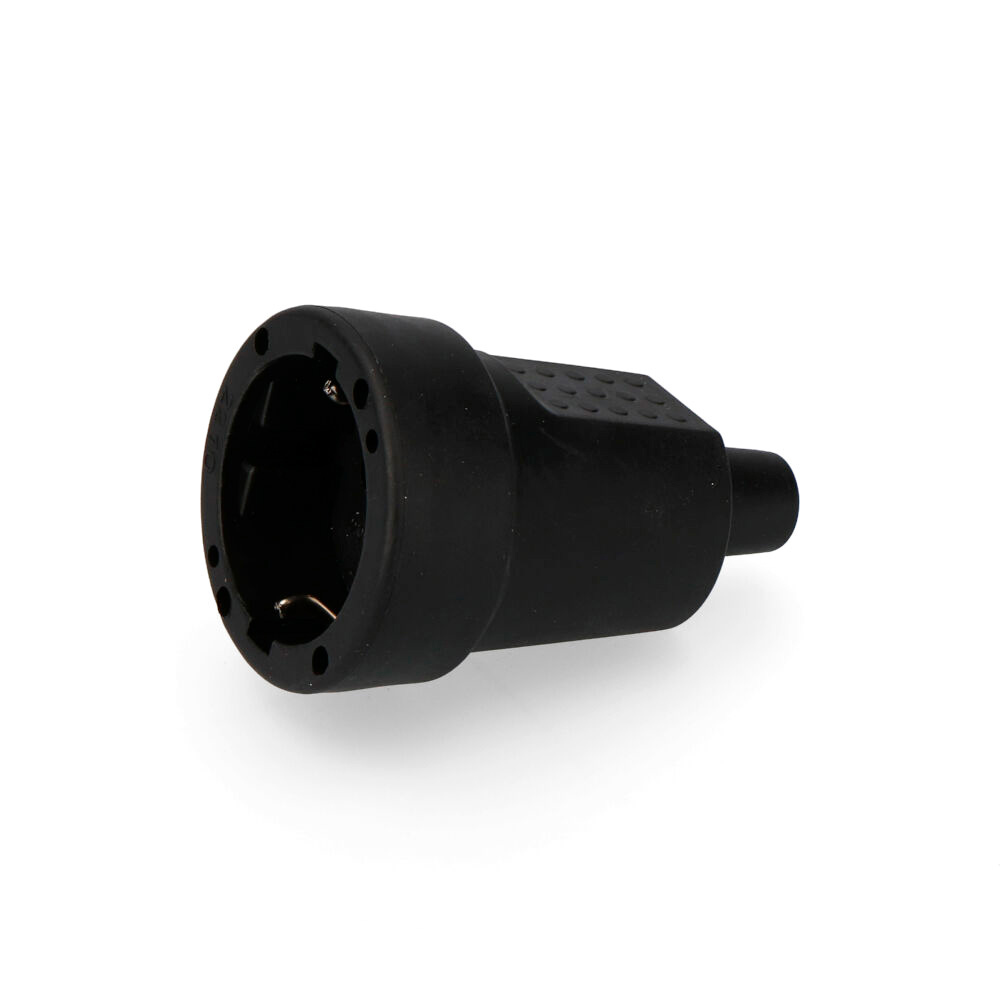 Ficha fêmea de borracha 10/16a 250v t/tl ip44 4 8mm preta embalada edm