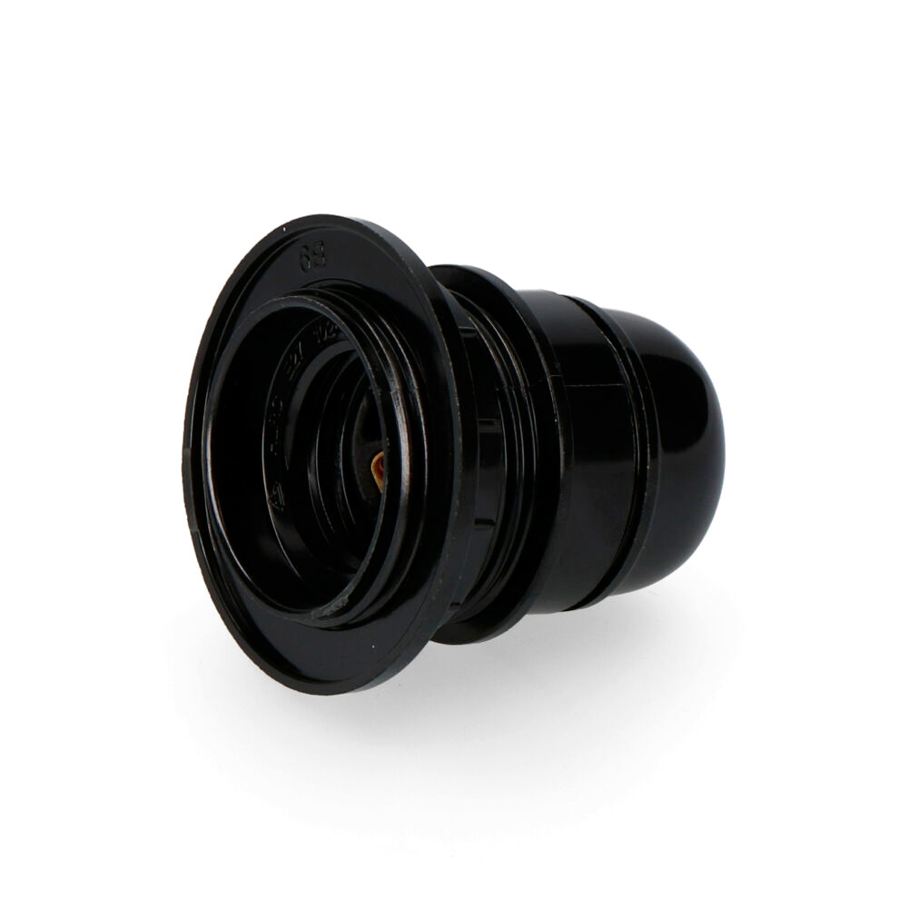 Casquilho com semi-rosca e27 + anilha embalado preto edm