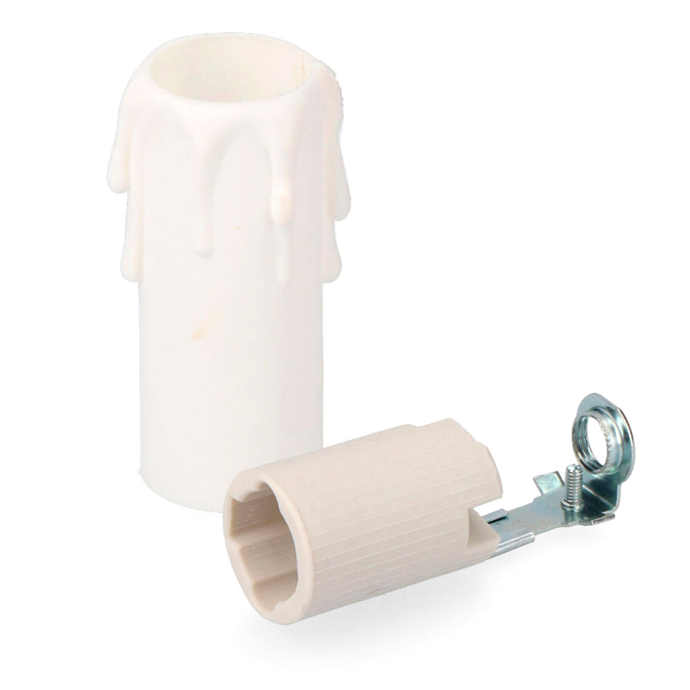 Casquilho e14 + vela curta porcelana embalado 44120