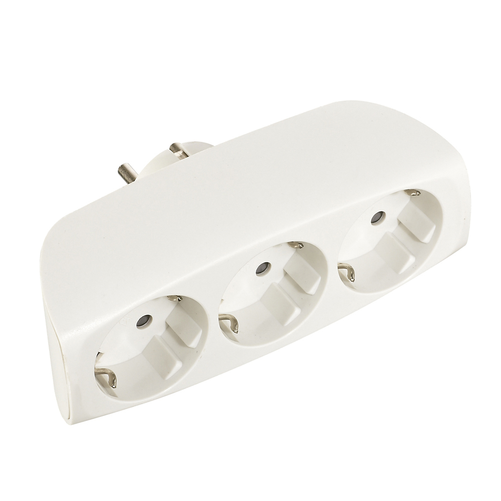 Ficha schuko fêmea tripla saida retractilado 2400w 4 8mm edm