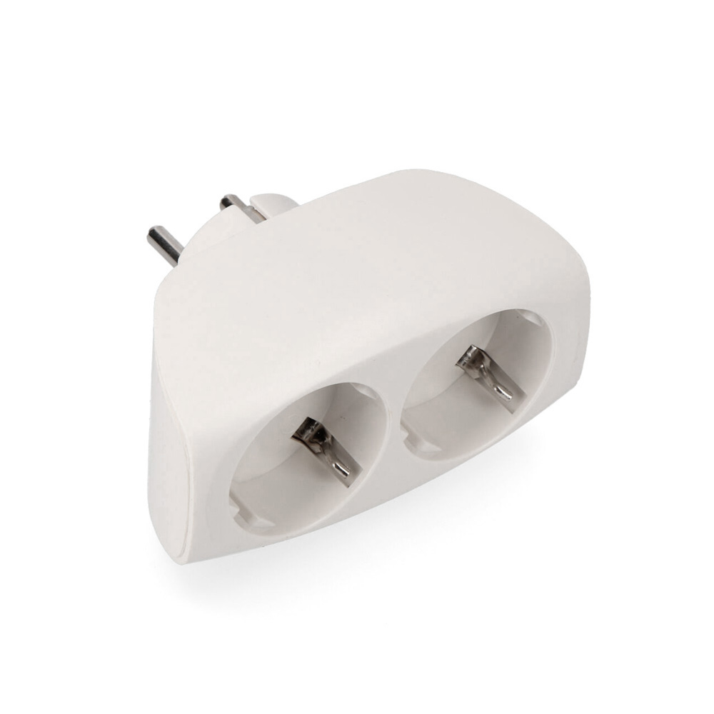 Ficha schuko fêmea dupla saida 2.400w retractilado 4 8mm edm