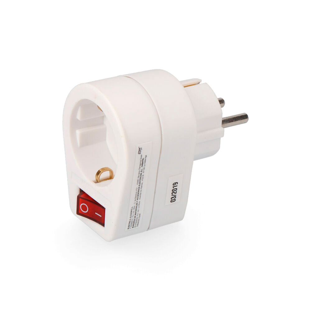 Ficha adaptadora com interruptor retractilada edm
