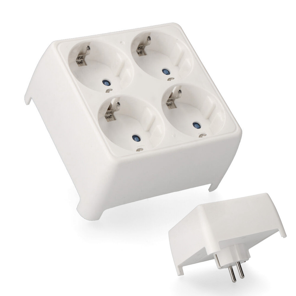 Ficha 4 tomadas schuko t/tl 16a 2400w 4 8mm retractilado edm
