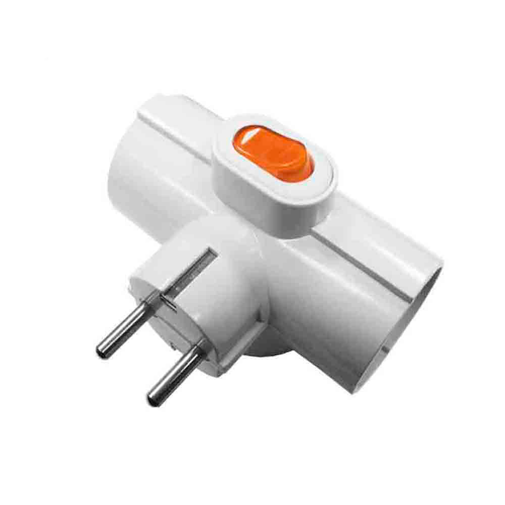 Ficha tripla 3 tomadas com interruptor t/tl 16a 250v edm