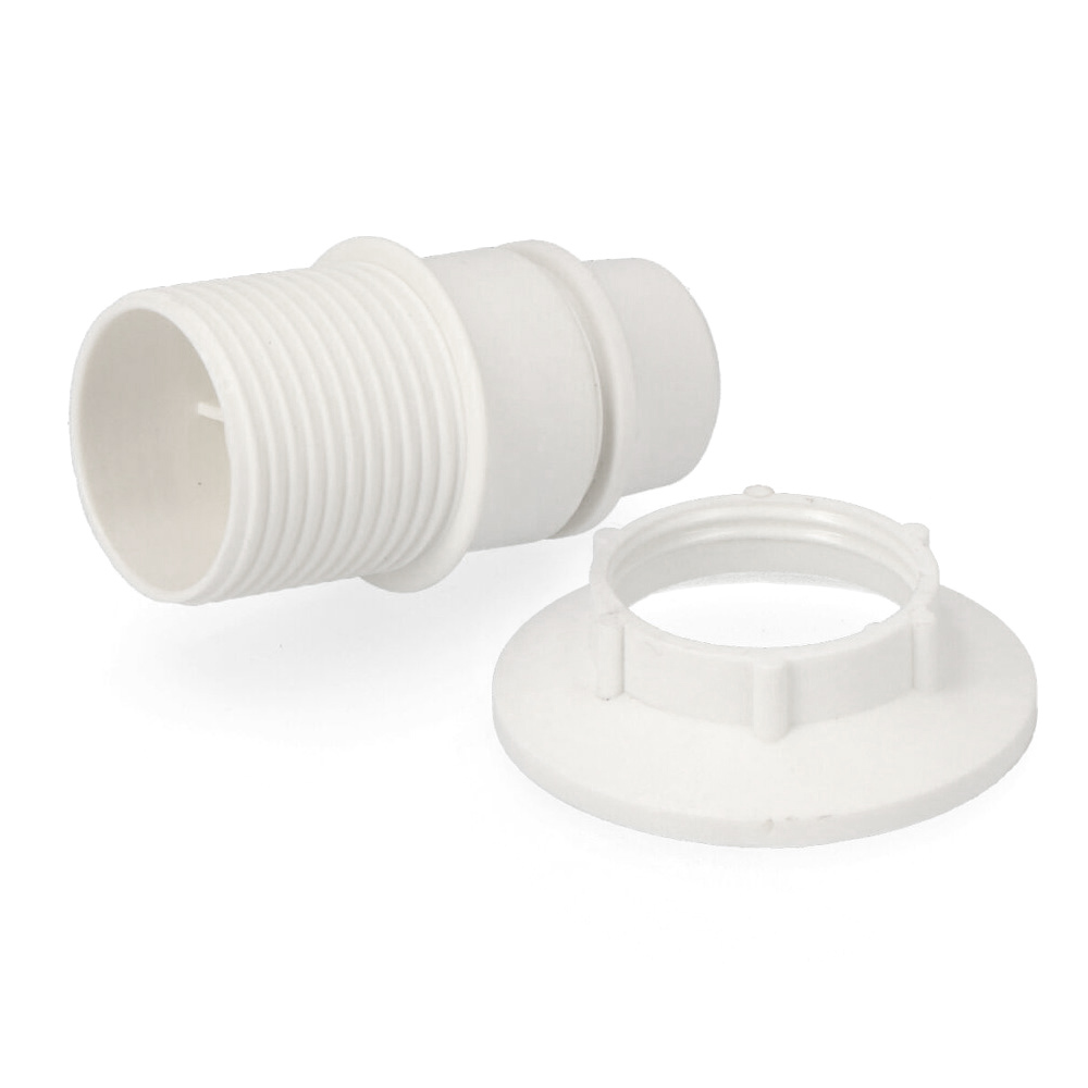 Casquilho e14 semi-rosca + anilha branco retractilado