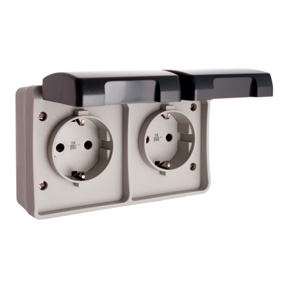 Tomada dupla fixa e estanque t/tl 16a 250v ip44 solera